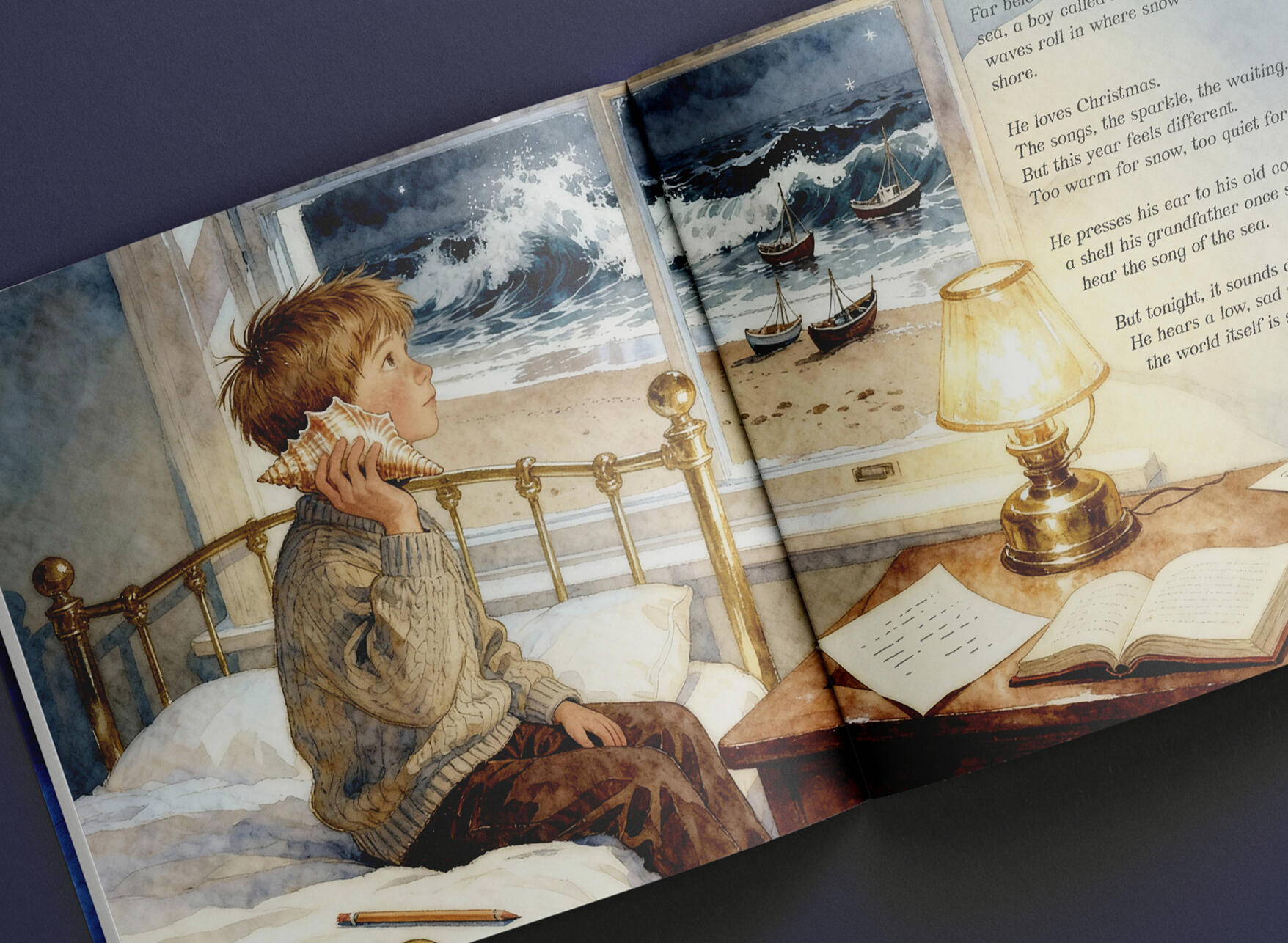 The Polar Pledge - Image of the book spread with a picture of Aren and the conch