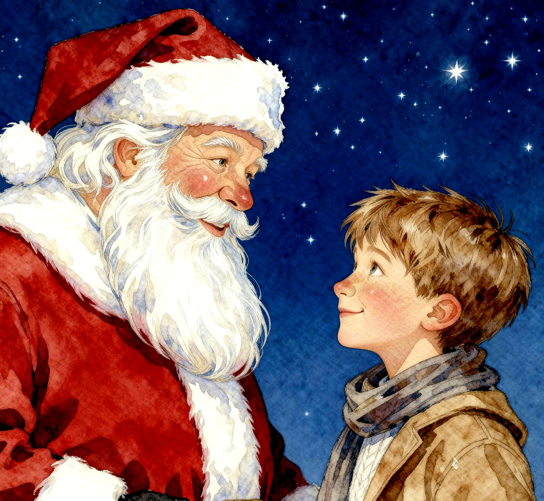 The Polar Pledge - Aren and Santa looking at oneanother